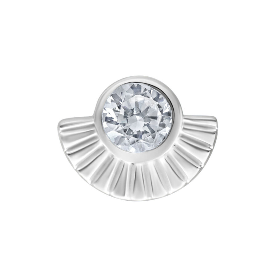 Accessorio argento per Push Fit con cristallo rotondo su sfondo bianco