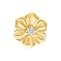 Attacco hibiscus dorato con cristallo chiaro per piercing Push Fit