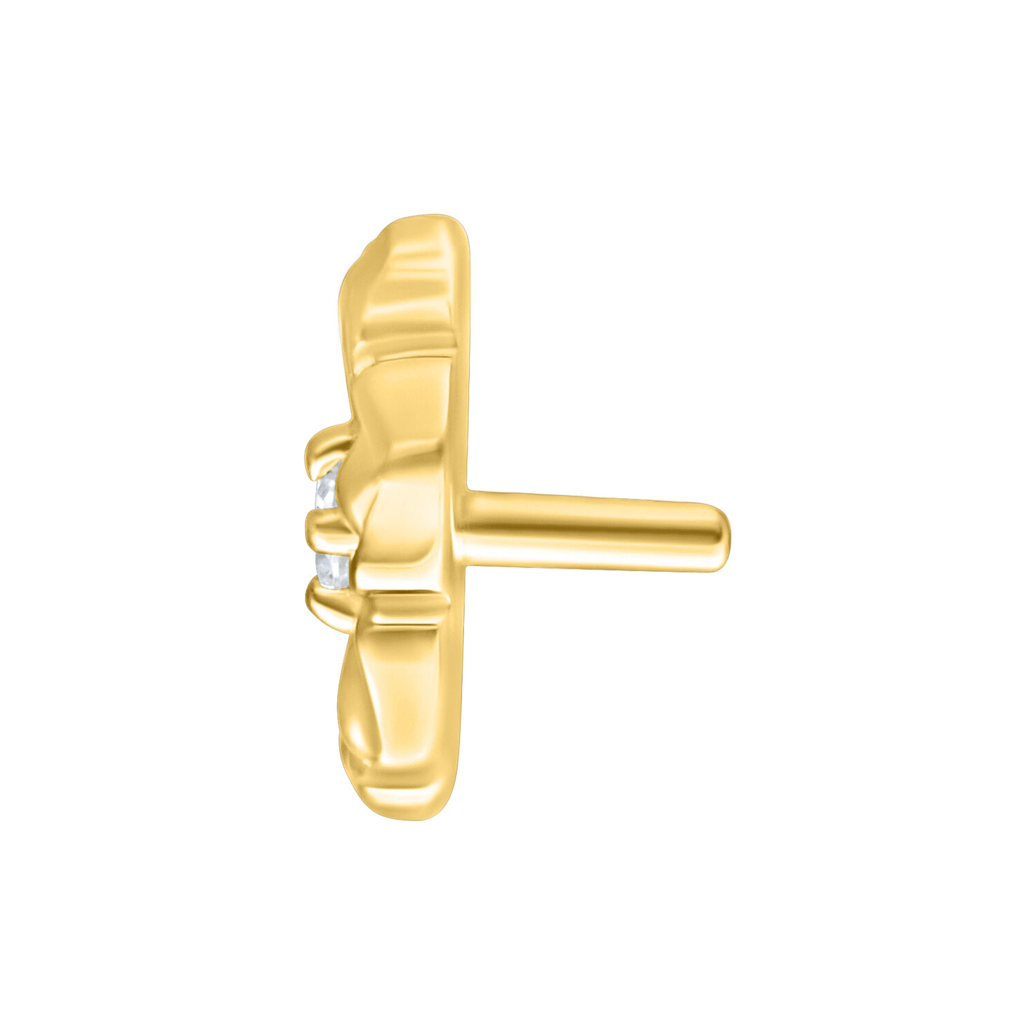 Punta Hibiscus dorata con Push Fit per piercing, vista laterale