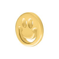 Sorriso dorato in metallo per piercing Push Fit, su sfondo bianco