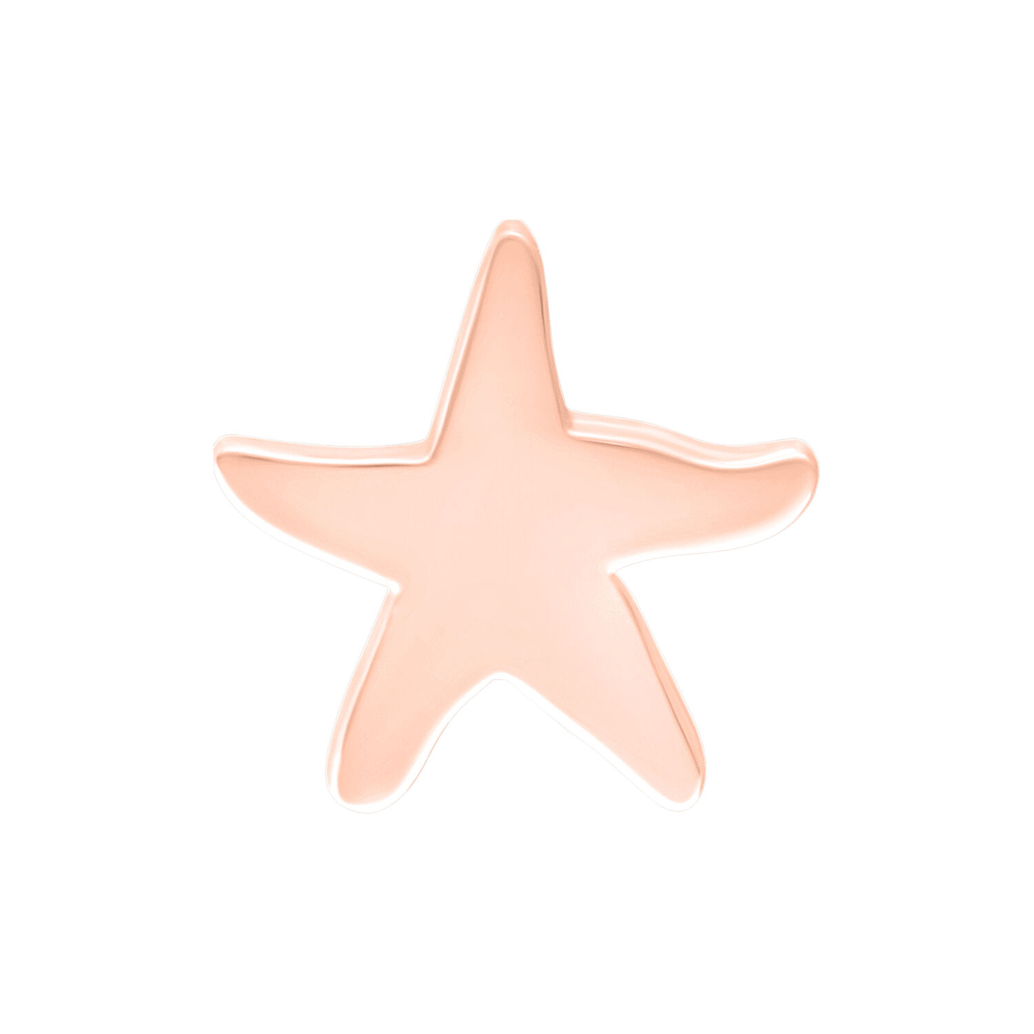 Inserto a stella marina in oro rosa per piercing su sfondo bianco