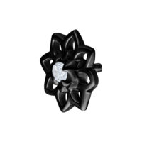 Accessorio Sunflower Nero per Push Fit con pietra argentata su sfondo bianco
