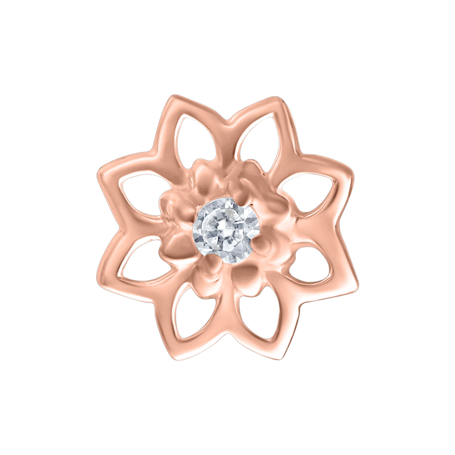 Inserto girasole in rosé oro con cristallo per Push Fit su sfondo bianco