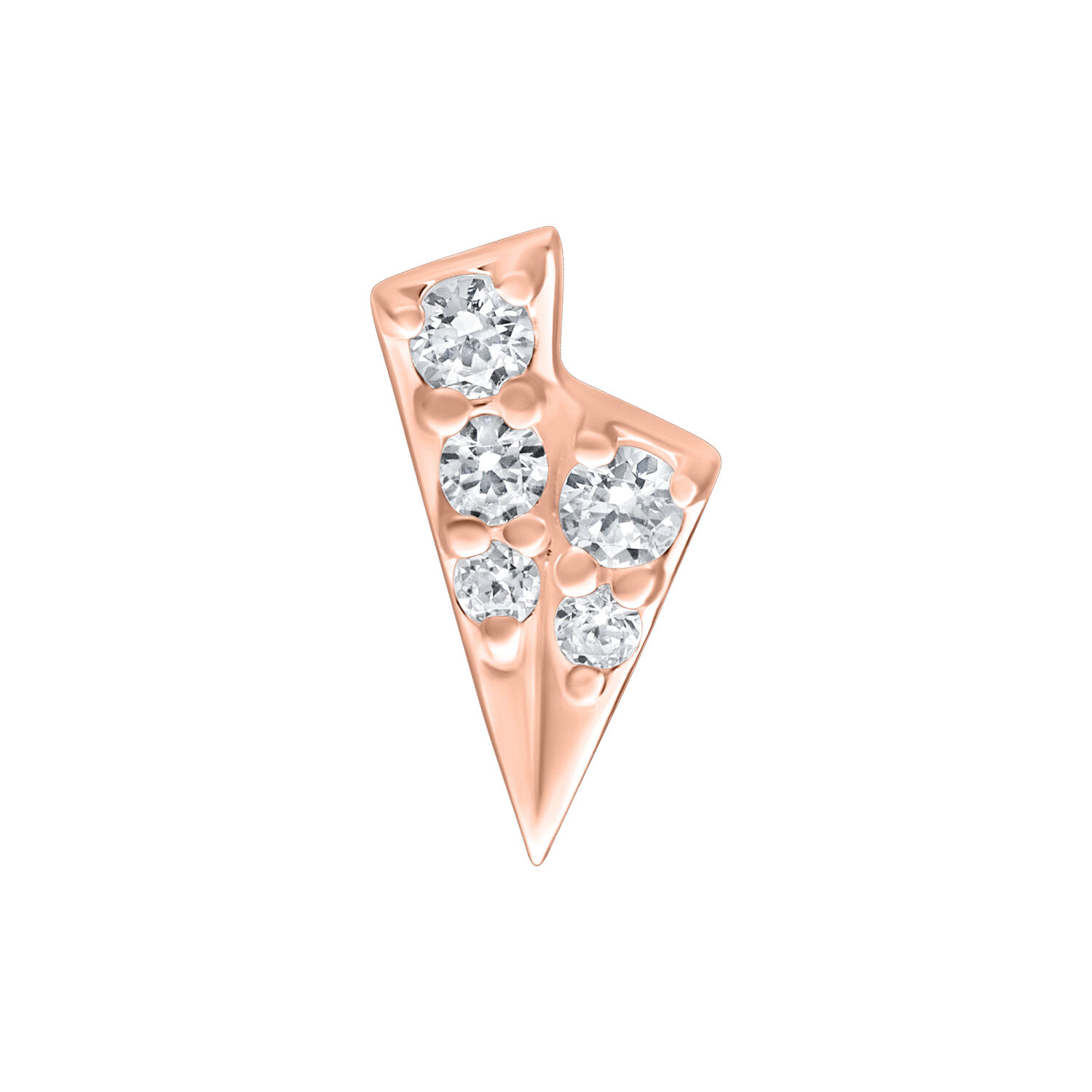 Push Fit in oro rosa a forma di tricorne con cristalli scintillanti su sfondo bianco