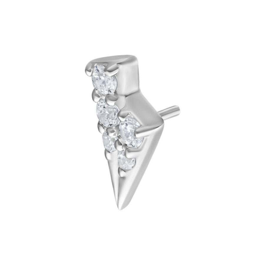 Accessorio argento per Push Fit con tre cristalli chiari su sfondo bianco
