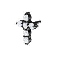 Punta a croce Push Fit nera con cristalli chiari su sfondo bianco