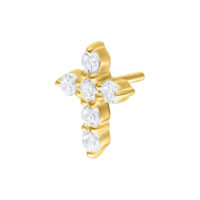 Inserto a Croce in Cristallo Push Fit Dorato Inserto a croce dorato con cristalli chiari su sfondo bianco