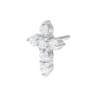 Inserto a croce argento con cristalli per Bioplast su sfondo bianco