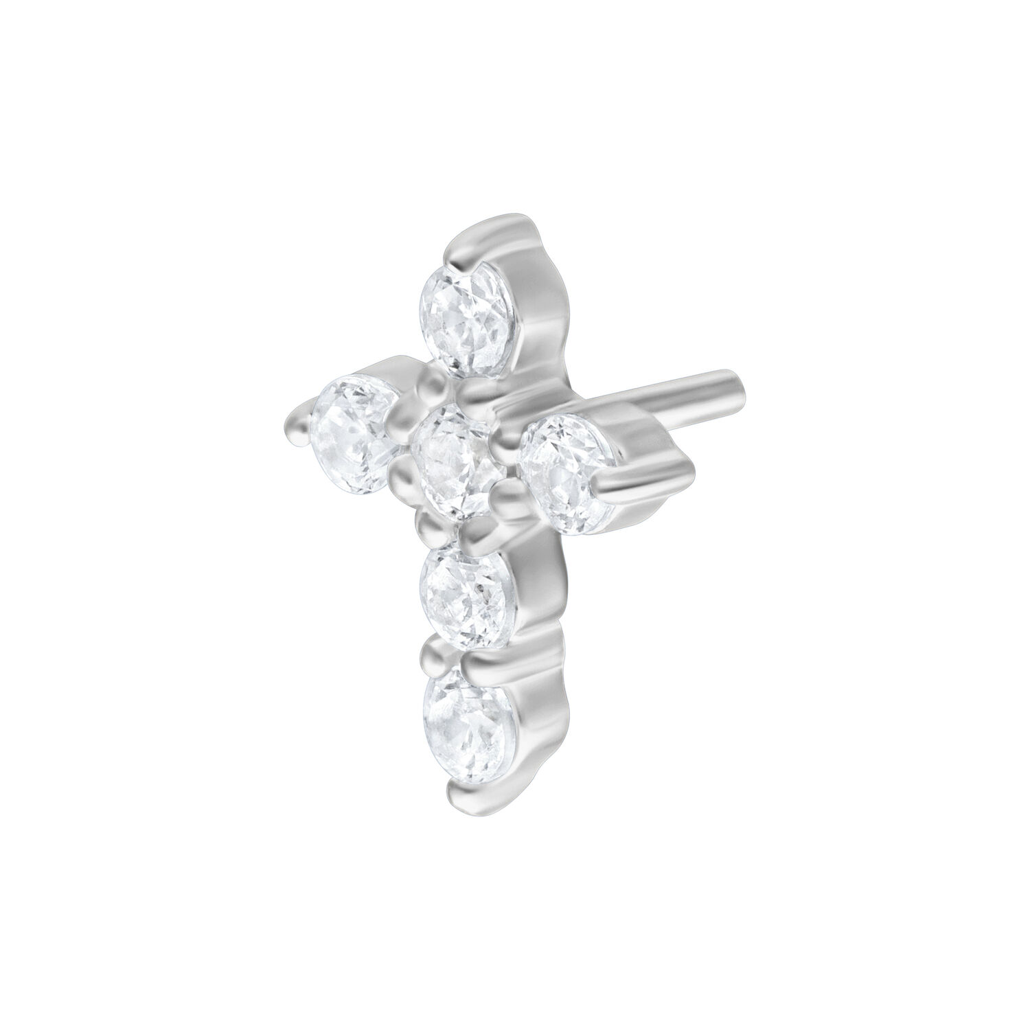 Inserto a croce argento con cristalli per Bioplast su sfondo bianco