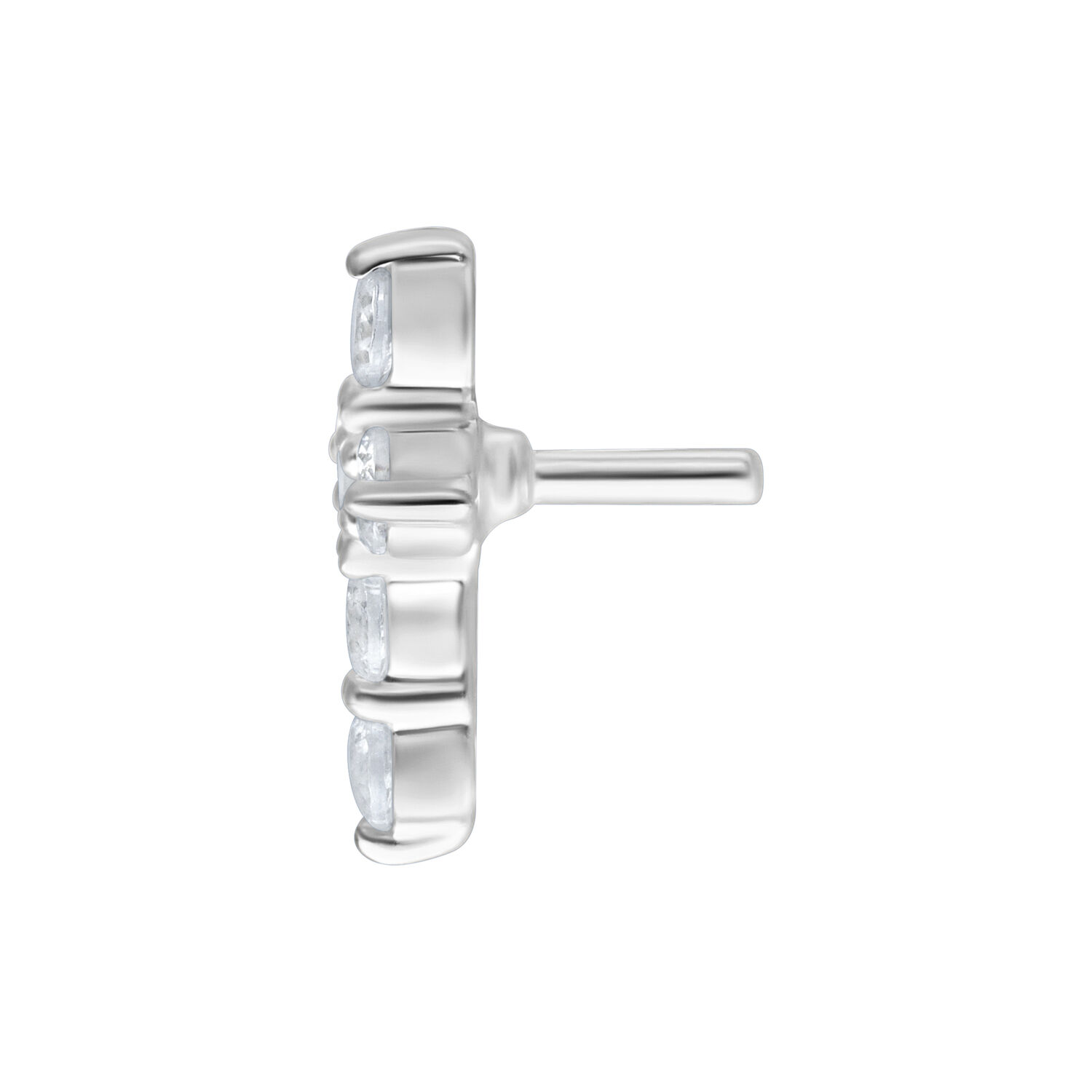 Inserto Crystal Cross in argento per Bioplast con cristalli chiari su sfondo bianco