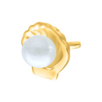 Inserto Push Fit dorato con perla bianca su sfondo bianco