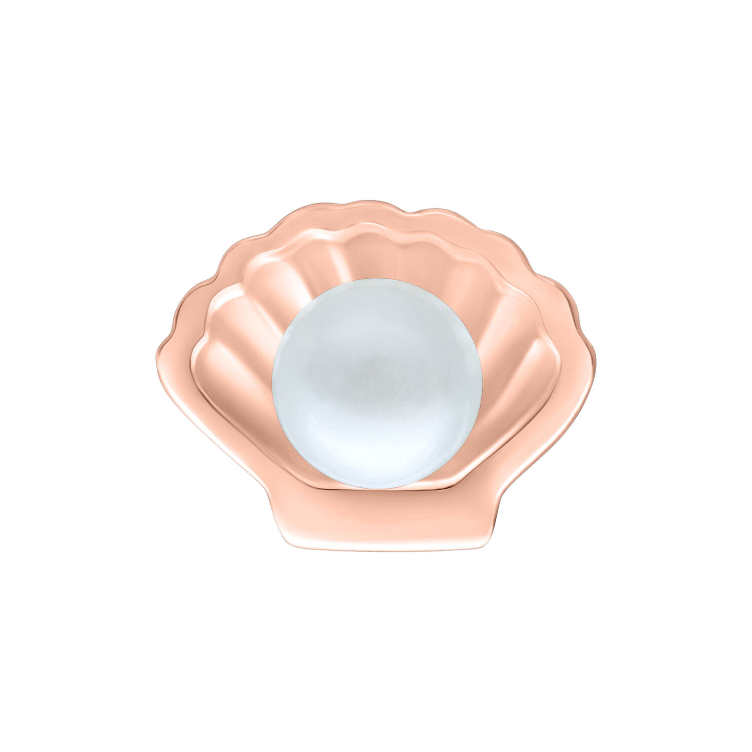 Conchiglia Push Fit in oro rosa con effetto perla su sfondo bianco