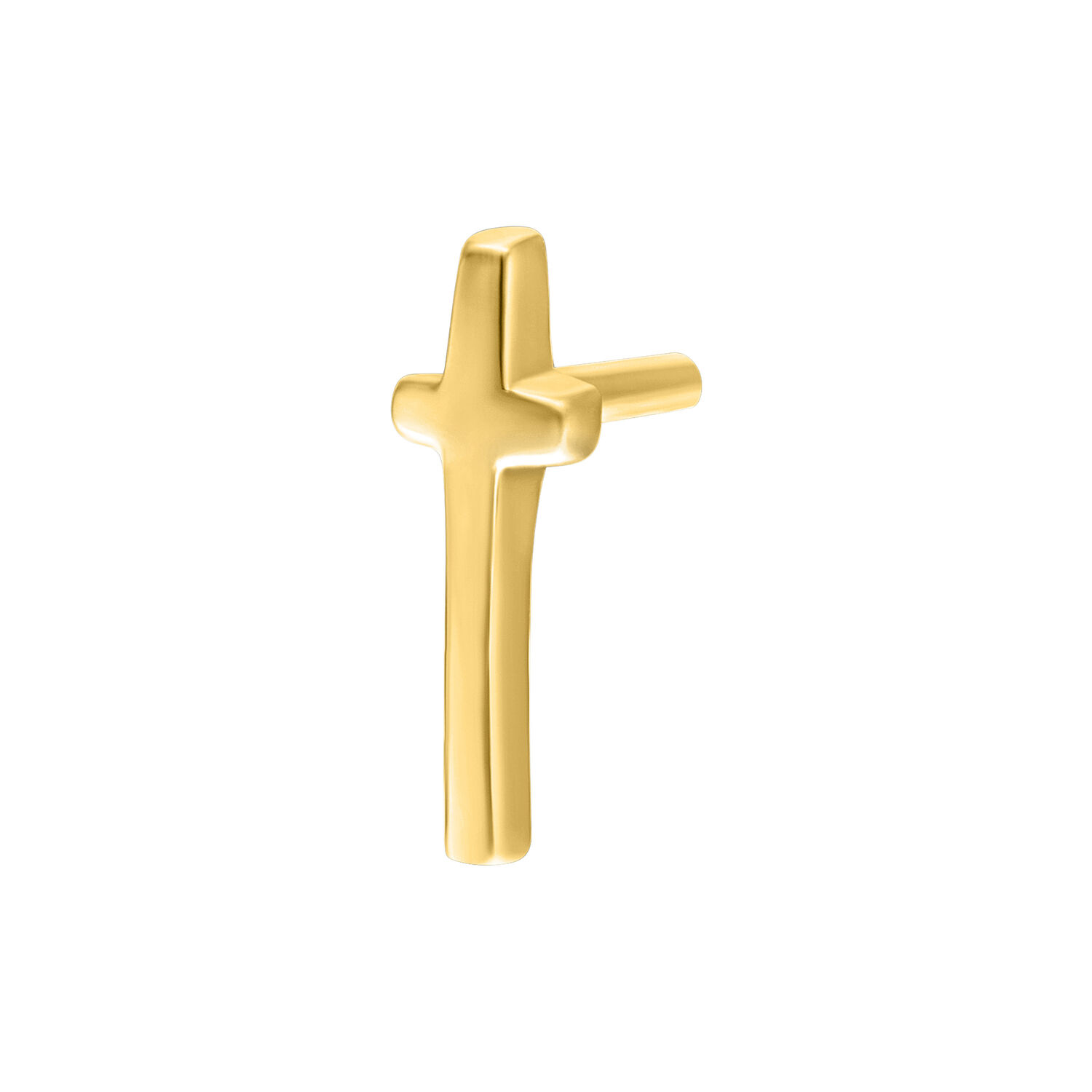Inserto a Croce Oro Push Fit Bioplast Inserto a croce oro per piercing Push Fit su sfondo bianco