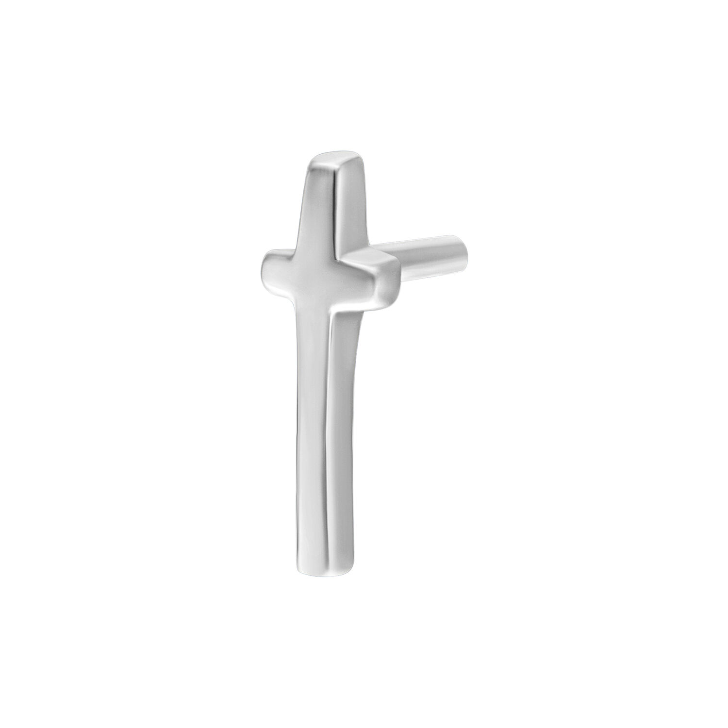 Argento Croce Accessorio per Piercing Bioplast su sfondo bianco
