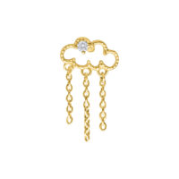 Cloudy dorato per Push Fit con catene e un cristallo su sfondo bianco