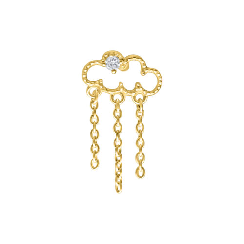 Cloudy dorato per Push Fit con catene e un cristallo su sfondo bianco