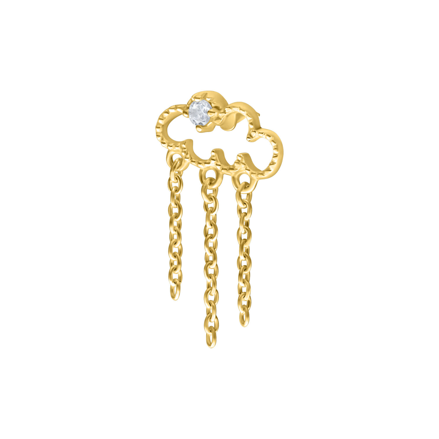Inserto Cloudy per piercing dorato con catene pendenti e pietra preziosa