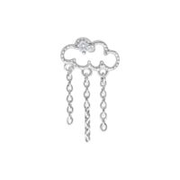 Argento Cloudy Attacco con catene e cristallo su sfondo bianco