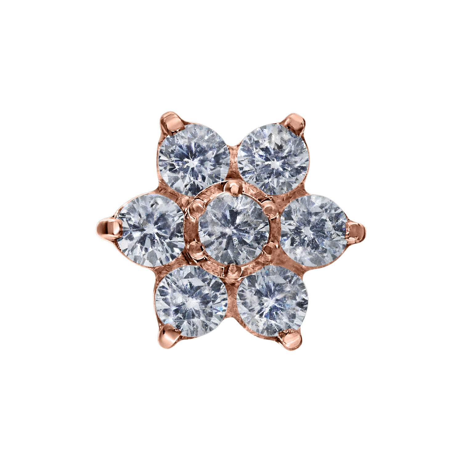 Inserto Push Fit in roségold a forma di fiore con cristalli chiari