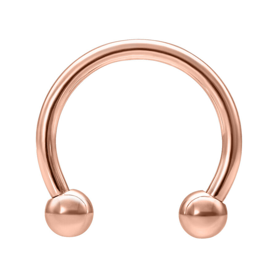 Barbell circolare in oro rosa in acciaio chirurgico su sfondo bianco