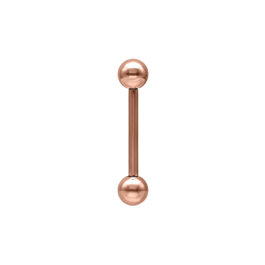 Barbell in oro rosa con filettatura esterna su sfondo bianco