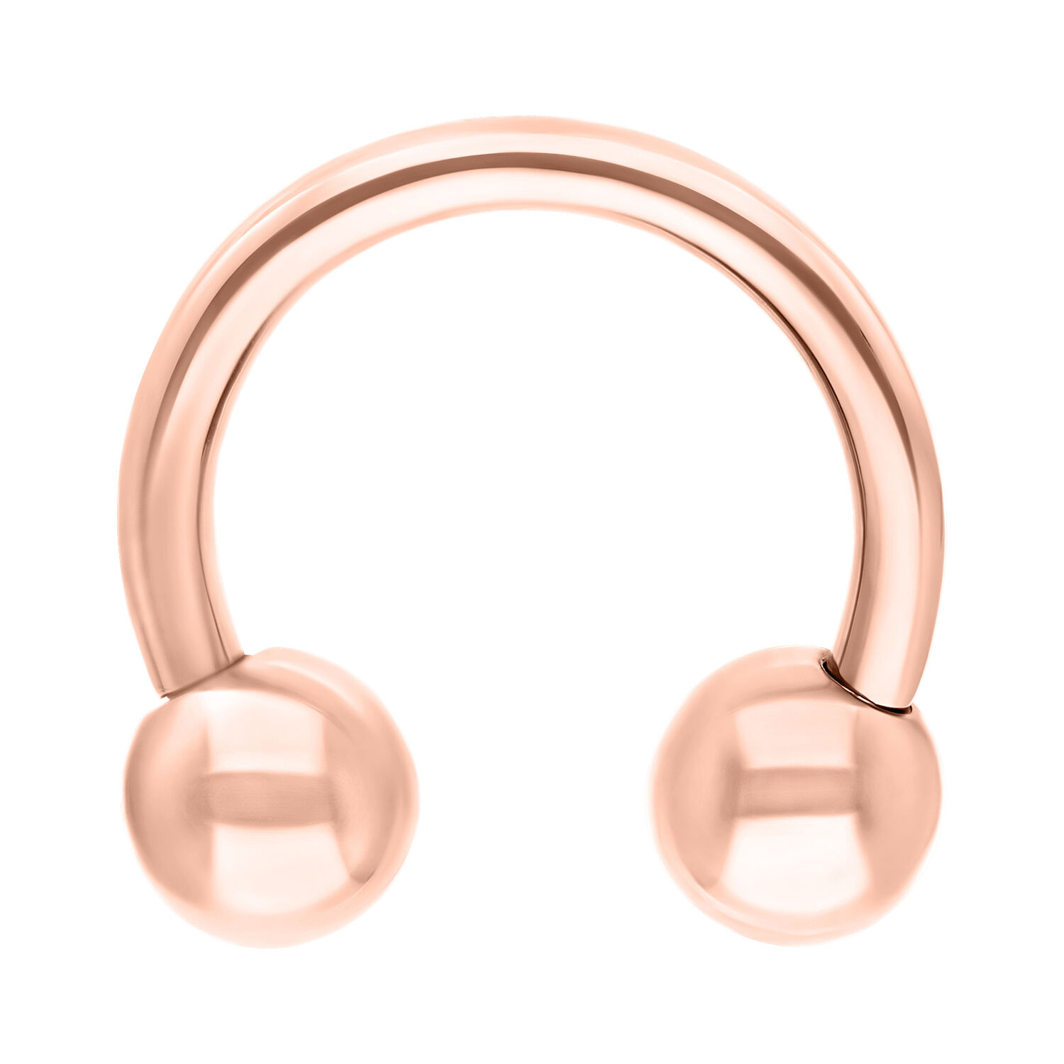 Barbell circolare in titanio color oro rosa su sfondo bianco