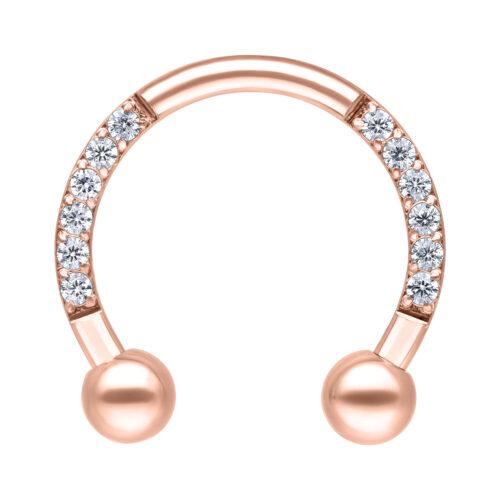 Circular Barbell in oro rosa con cristalli chiari e 8mm di diametro su sfondo bianco