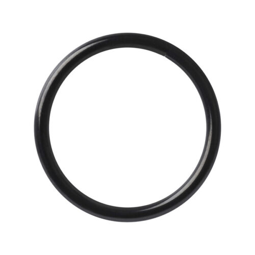 Anello piercing nero, senza cuciture, in acciaio chirurgico su sfondo bianco