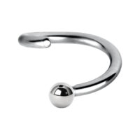 Anello a Sfera Argento in acciaio chirurgico, diametro interno 9 mm, su sfondo bianco