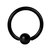 Anello Continuo Nero con Chiusura a Sfera in Acciaio Chirurgico, spessore 0,8 mm, diametro interno 6,0 mm su sfondo bianco