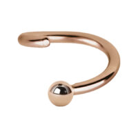 Anello Continuous Ball Closure in oro rosa in acciaio chirurgico con chiusura a sfera su sfondo bianco