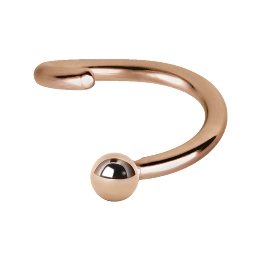 Anello Continuous Ball Closure in oro rosa in acciaio chirurgico con chiusura a sfera su sfondo bianco
