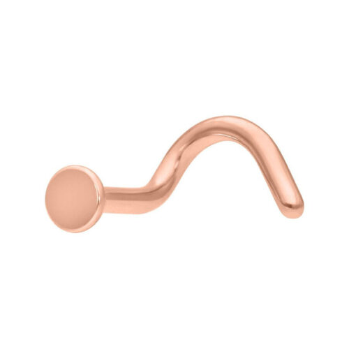 Piercing al naso in titanio color oro rosa con sfera da 2,5 mm su sfondo bianco