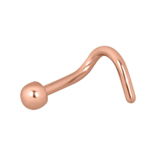 Piercing naso in titanio color rosé con sfera da 2,5 mm su sfondo bianco