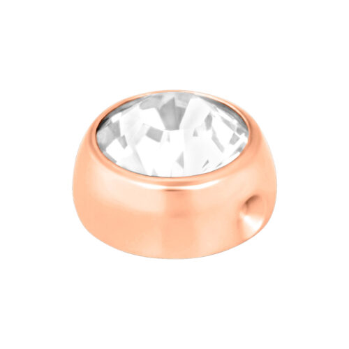 Clip in oro rosa con cristallo chiaro su sfondo bianco