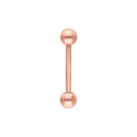 Micro Barbell in titanio oro rosa con due sfere su sfondo bianco