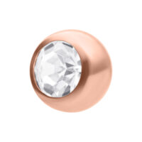 Titanaufsatz in Roségold mit klarem Kristall auf weißem Hintergrund