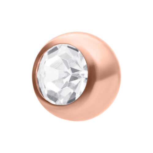 Titanaufsatz in Roségold mit klarem Kristall auf weißem Hintergrund