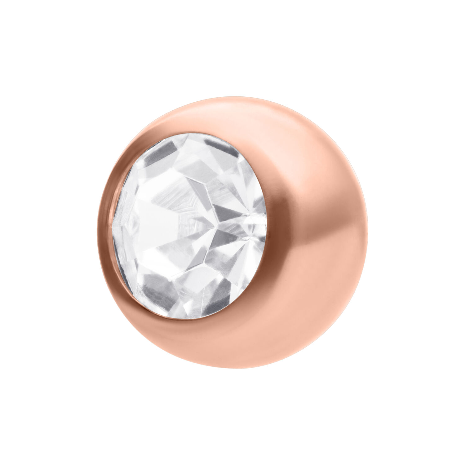 Titanaufsatz in Roségold mit klarem Kristall auf weißem Hintergrund