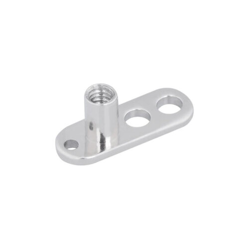 Dermal Anchor in titanio argento con 3 fori, superficie lucida