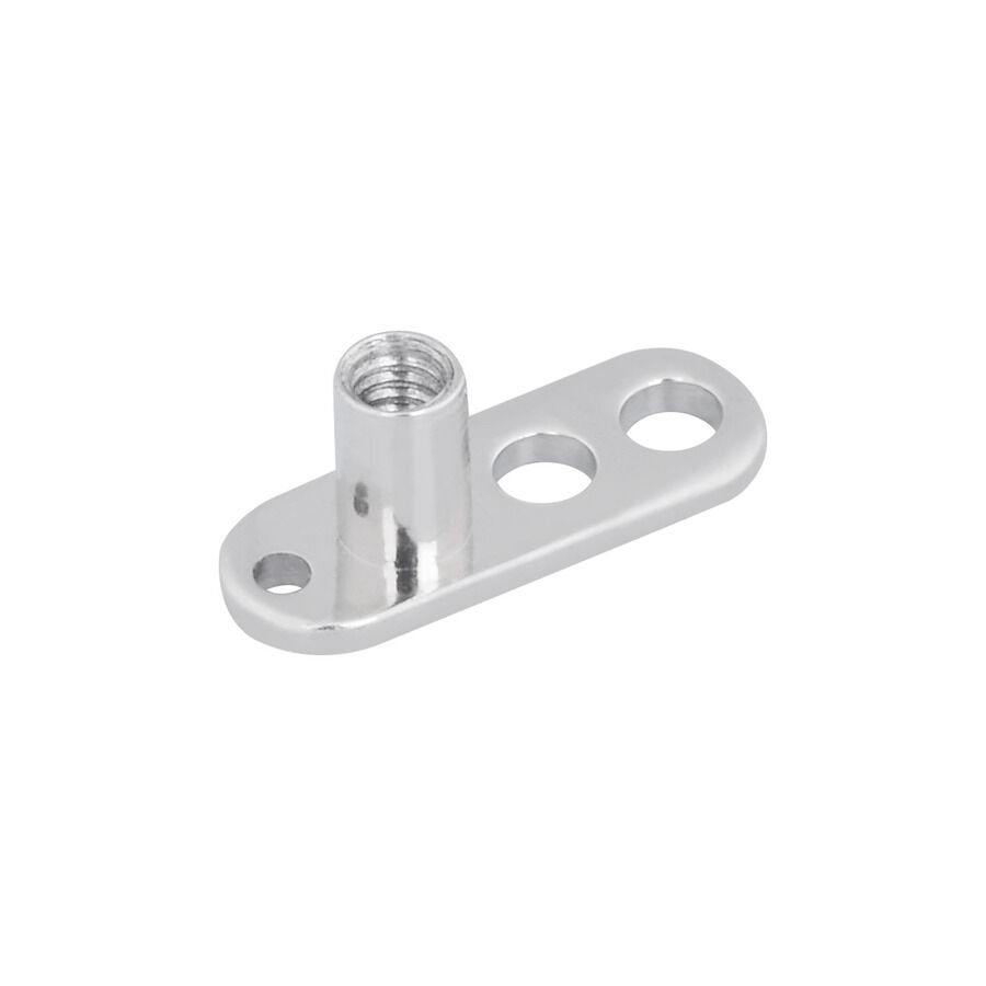 Dermal Anchor in titanio argento con 3 fori, superficie lucida