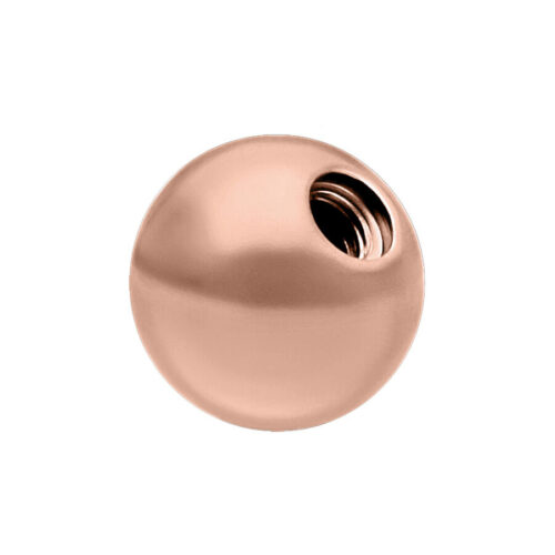 Sfera filettata in titanio rosa oro su sfondo bianco