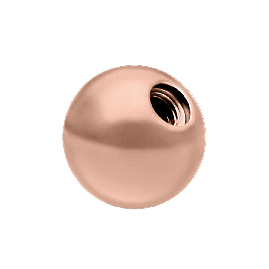 Sfera filettata in titanio rosa oro su sfondo bianco
