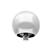 Sfera di ricambio in argento in acciaio chirurgico con filettatura esterna su sfondo bianco