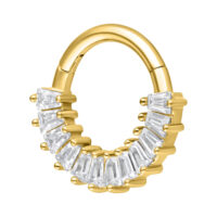 Euphoria Septum Clicker Oro con Cristalli Clicker septum dorato con cristalli chiari su sfondo bianco