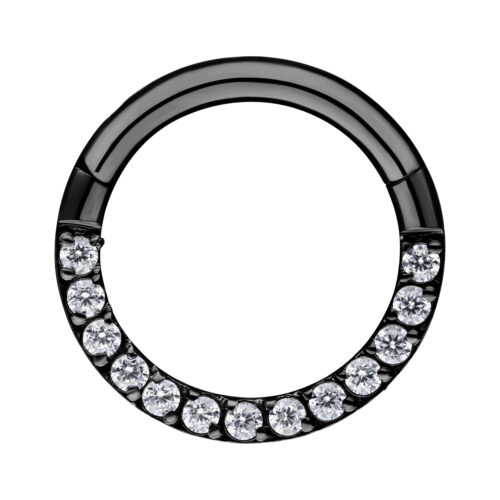 Clicker per setto nero con cristalli su sfondo bianco