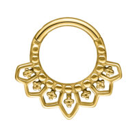 Clicker Septum dorato con design dettagliato su sfondo bianco