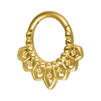 Clicker Septum dorato con design dettagliato su sfondo bianco