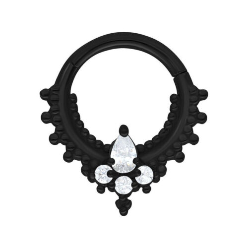 Clicker nero per setto in acciaio chirurgico con cristalli chiari