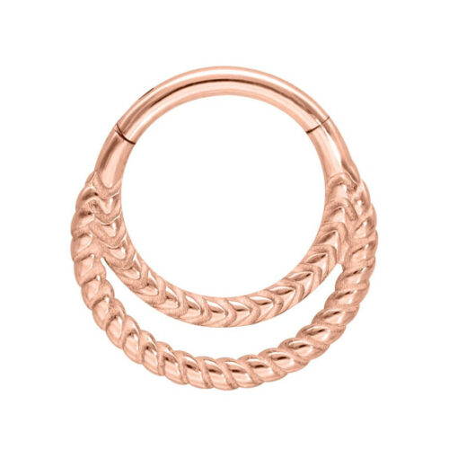 Double Twisted Clicker in oro rosa su sfondo bianco